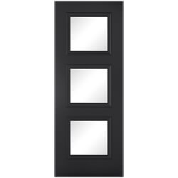 LPD Antwerp Internal Door with 3 Clear Glazed Light - Black Primed