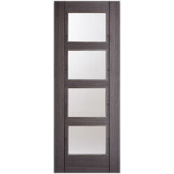LPD Vancouver Internal Door with 5 Panel and 4 Clear Glazed Light - Prefinished Ash Grey