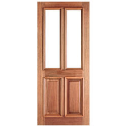 LPD Derby External Door with 2 Panel and 2 Unglazed Light - Unfinished Hardwood