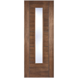 LPD Vancouver Laminate Internal Door with 5 Panel and 1 Clear Glazed Light - Prefinished Walnut