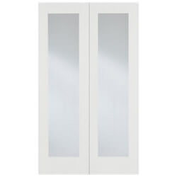 LPD Pattern-20 Internal Door Pair with 2 Clear Glazed Light - White Primed