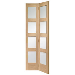 XL Joinery Shaker Internal Bi-fold Door with 8 Clear Glazed Light - Unfinished Oak