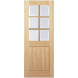 LPD Mexicano Internal Door with 5 Panel and 6 Clear Glazed Light - Unfinished Oak