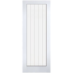 LPD Vertical Textured Moulded Internal Door with 1 Clear Glazed Light - White Primed