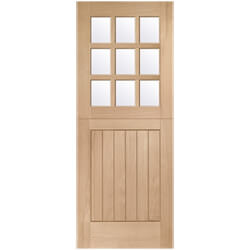 XL Joinery Stable External Door with 1 Panel and 9 Clear Glazed Light - Unfinished Oak