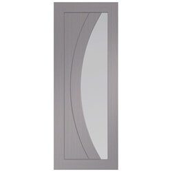 XL Joinery Salerno Internal Door with 2 Panel and 1 Clear Glazed Light - Prefinished Light Grey