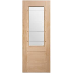 XL Joinery Palermo Original Internal Door with 1 Etched Glazed Light - Unfinished Oak