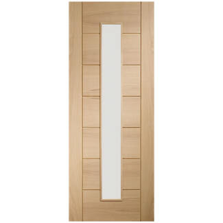 XL Joinery Palermo Original Un-Finished Oak 7-Panels 1-Lite Internal Glazed Fire Door