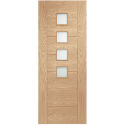 XL Joinery Palermo Internal Door with 7 Panel and 4 Obscure Glazed Light - Prefinished Oak