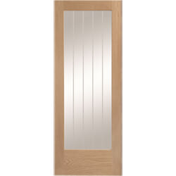 XL Joinery Suffolk Internal Door with 1 Etched Glazed Light - Unfinished Oak