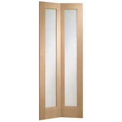 XL Joinery Pattern 10 Internal Bi-fold Door with 2 Clear Glazed Light - Unfinished Oak