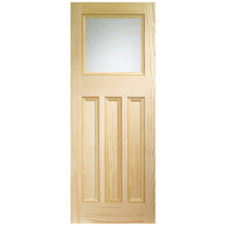 XL Joinery Vine DX Internal Door with 3 Panel and 1 Obscure Glazed Light - Unfinished Pine