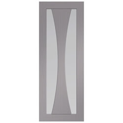 XL Joinery Verona Internal Door with 1 Panel and 2 Clear Glazed Light - Prefinished Light Grey
