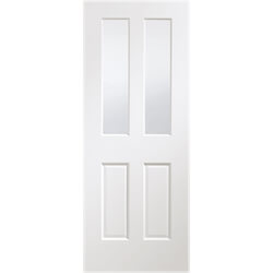 XL Joinery Malton Internal Door with 2 Panel and 2 Clear Glazed Light - Prefinished White
