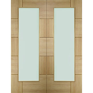 XL Joinery Ravenna Un-Finished Oak 20-Panels 2-Lights Internal Glazed Door Pair