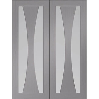 XL Joinery Verona Pre-Finished Light Grey Internal Glazed Door Pair