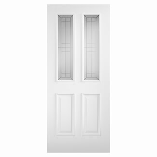 XL Joinery Tricoya Malton White Primed 2-Panels 2-Lights External Glazed Door