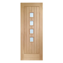 XL Joinery Suffolk Internal Door with 1 Panel and 4 Frosted Glazed Light - Unfinished Oak