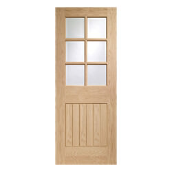 XL Joinery Suffolk Internal Door with 6 Panel and 6 Clear Bevelled Glazed Light - Unfinished Oak
