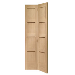 XL Joinery Shaker Un-Finished Oak 8-Panels Internal Bi-Fold Door