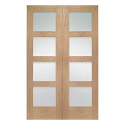XL Joinery Severo Internal Door Pair with 8 Clear Glazed Light - Unfinished Oak