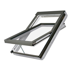 Fakro Electric Centre Pivot Roof Window - FTU P2 Double Glazed - White Polyurethane