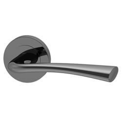 XL Joinery Oder Lever On Round Rose Fire Door Handle Pack - Black Nickel Plated
