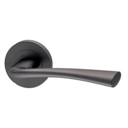 XL Joinery Neva Satin-Black Lever On Round Rose Fire Door Handle Pack