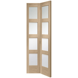 XL Joinery Shaker Latte Oak 8-Lights Internal Bi-Fold Glazed Door