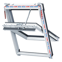 Keylite Electric Centre Pivot Roof Window - Hi-Therm Double Glazed - Polar White PVC