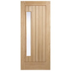LPD Newbury External Door with 6 Panel and 1 Frosted Glazed Light - Unfinished Oak