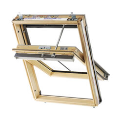 Keylite Premium Electric Conservation Centre Pivot Roof Window - Clear Lacquered Pine