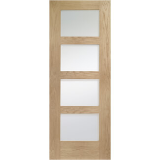 XL Joinery Severo Clear Lacquer Oak 4-Lights Internal Glazed Fire Door