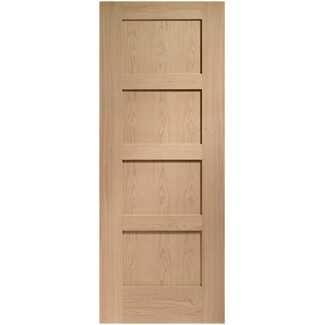 XL Joinery Shaker Clear Lacquer Oak 4-Panels Internal Door