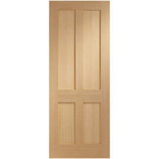 XL-Joinery Victorian Shaker Clear Lacquer Oak 4-Panels Internal Fire Door