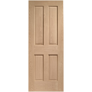 XL Joinery Victorian Clear Lacquer Oak 4-Panels Internal Fire Door