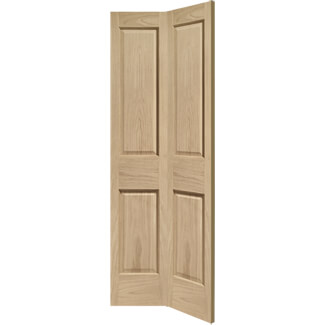 XL Joinery Victorian Clear Lacquer Oak 4-Panels Internal Bi-Fold Door