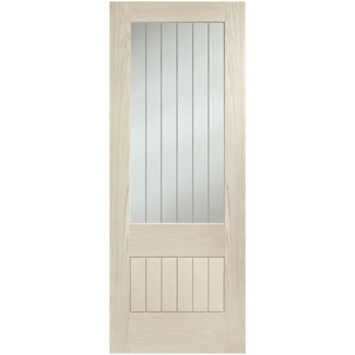 XL Joinery Suffolk Original 2XG Blanco Oak 6-Panels 1-Light Internal Clear Etched Glazed Fire Door