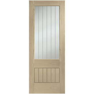 XL Joinery Suffolk Original 2XG Latte Oak 6-Panels 1-Light Internal Clear Etched Glazed Fire Door.