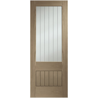 XL Joinery Suffolk Original 2XG Cappuccino Oak 6-Panels 1-Light Internal Clear Etched Glazed Fire Door