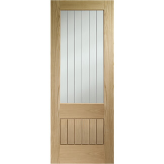 XL Joinery Suffolk Original 2XG Clear Lacquer Oak 6-Panels 1-Light Internal Clear Etched Glazed Fire Door