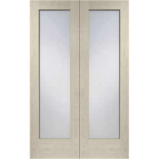 XL Joinery Pattern 10 Blanco Oak 2-Lights Glazed Internal Door Pair