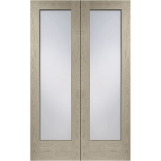 XL Joinery Pattern 10 Crema Oak 2-Lites Glazed Internal Door Pair