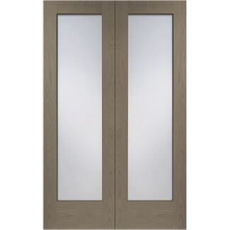 XL Joinery Pattern 10 Cappuccino Oak 2-Lights Glazed Internal Door Pair