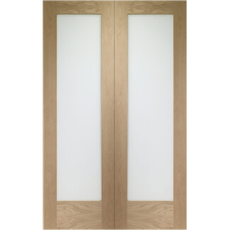 XL Joinery Pattern 10 Clear Lacquer Oak 2-Lights Internal Obscure Glazed Door Pair