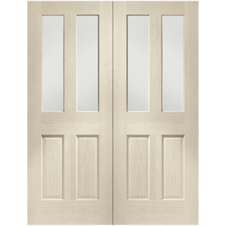 XL Joinery Malton Blanco Oak 4-Panels 4-Lites Internal Glazed Door Pair