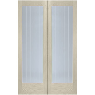 XL Joinery Suffolk Blanco Oak 2-Lites Internal Glazed Door Pair