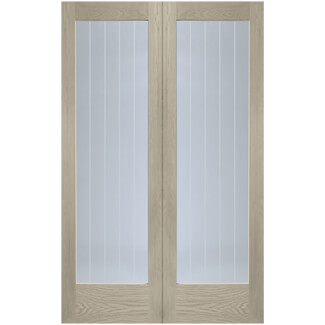 XL Joinery Suffolk Crema Oak 2-Lites Internal Glazed Door Pair