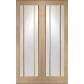 XL Joinery Worcester Clear Lacquer Oak 6-Lights Internal Glazed Door Pair