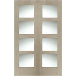 XL Joinery Severo Crema Oak 8-Lights Internal Glazed Door Pair